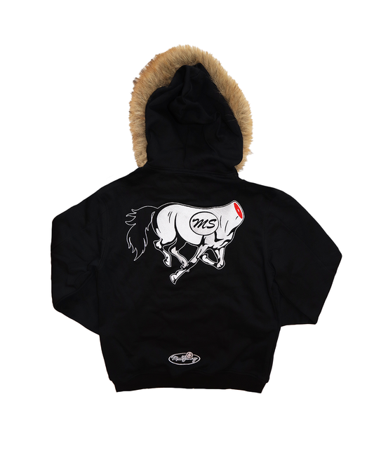 Headless Horse Black Fur Zipup